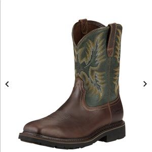 JUSTIN MEN'S DRILLER WESTERN WORK BOOTS - STEEL TOE good condition like new